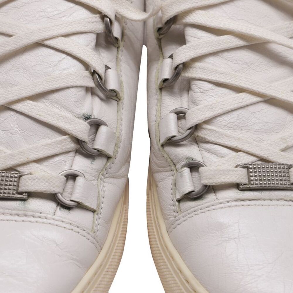 Balenciaga Arena Creased High-Top Sneakers in White Leather - Picture 6 of 12